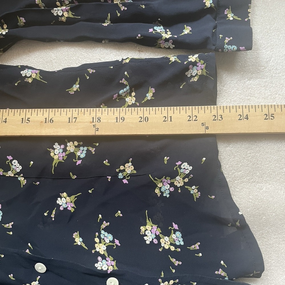 Laura Ashley Shirt Women S Black Floral Long Sleeve Whimsigoth Button Up Blouse - Picture 11 of 13
